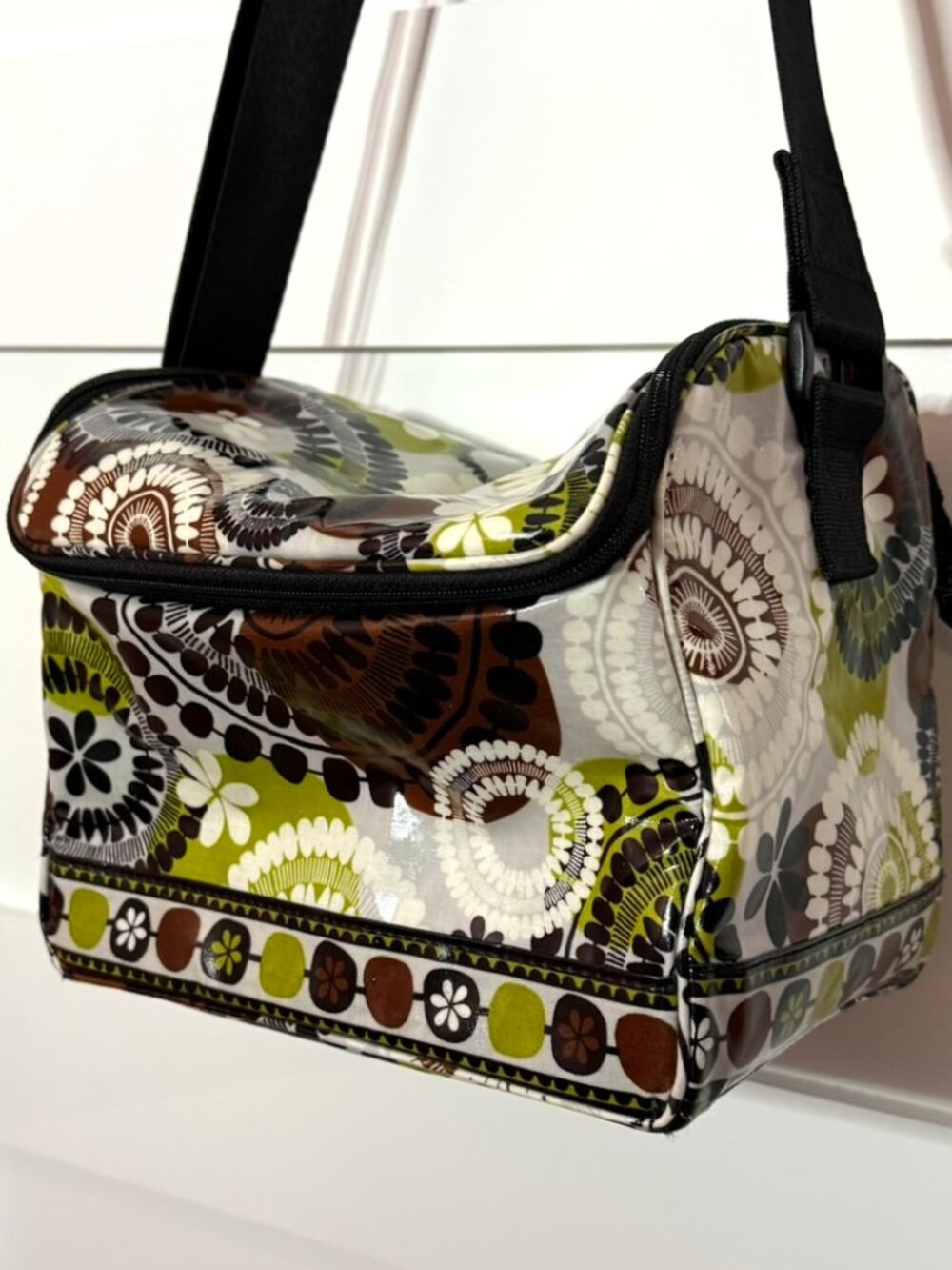 Vera Bradley Insulated Lunch Bag Cooler Tote Vintage Cocoa Moss Pattern